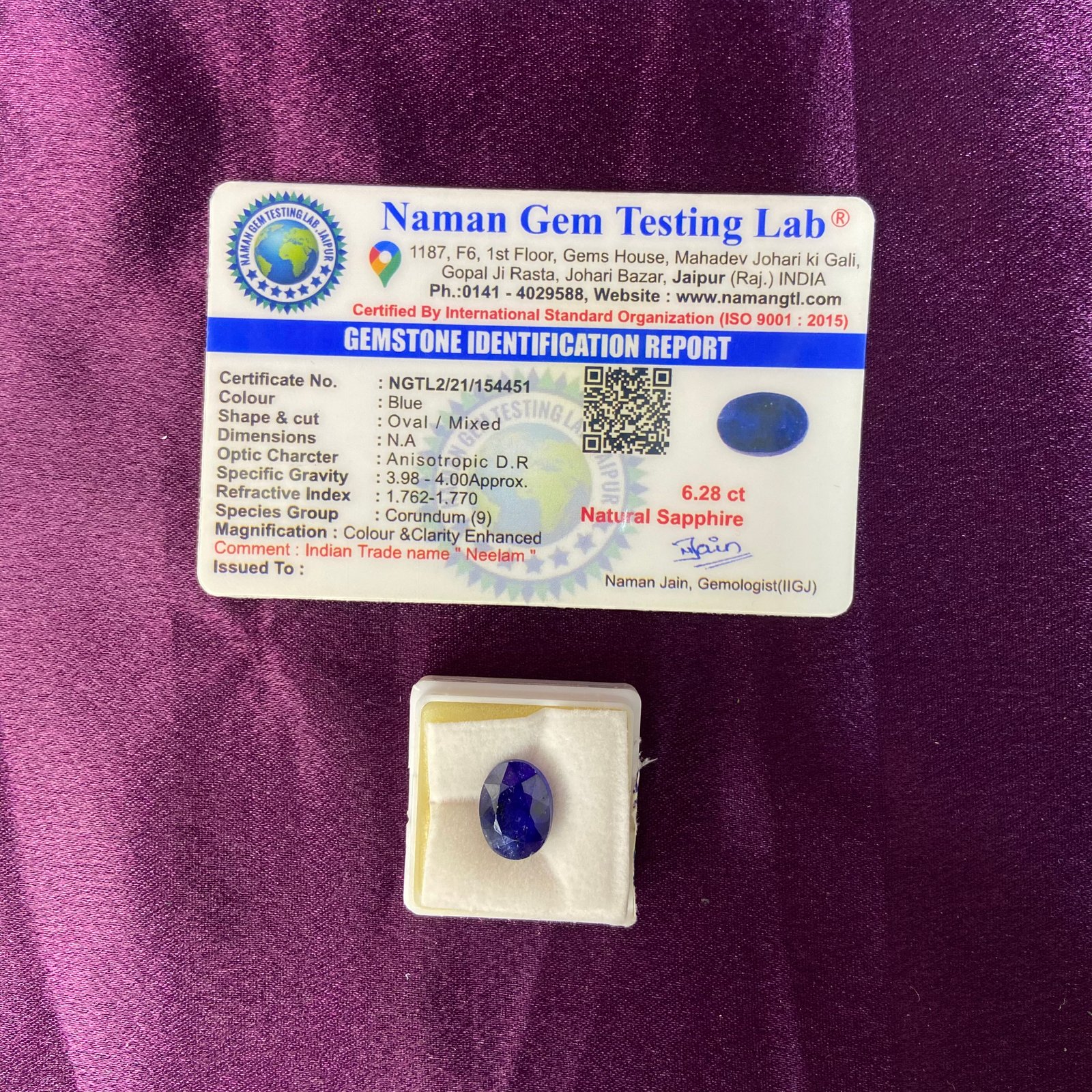 Blue supphire (नीलम) 6.28 ct