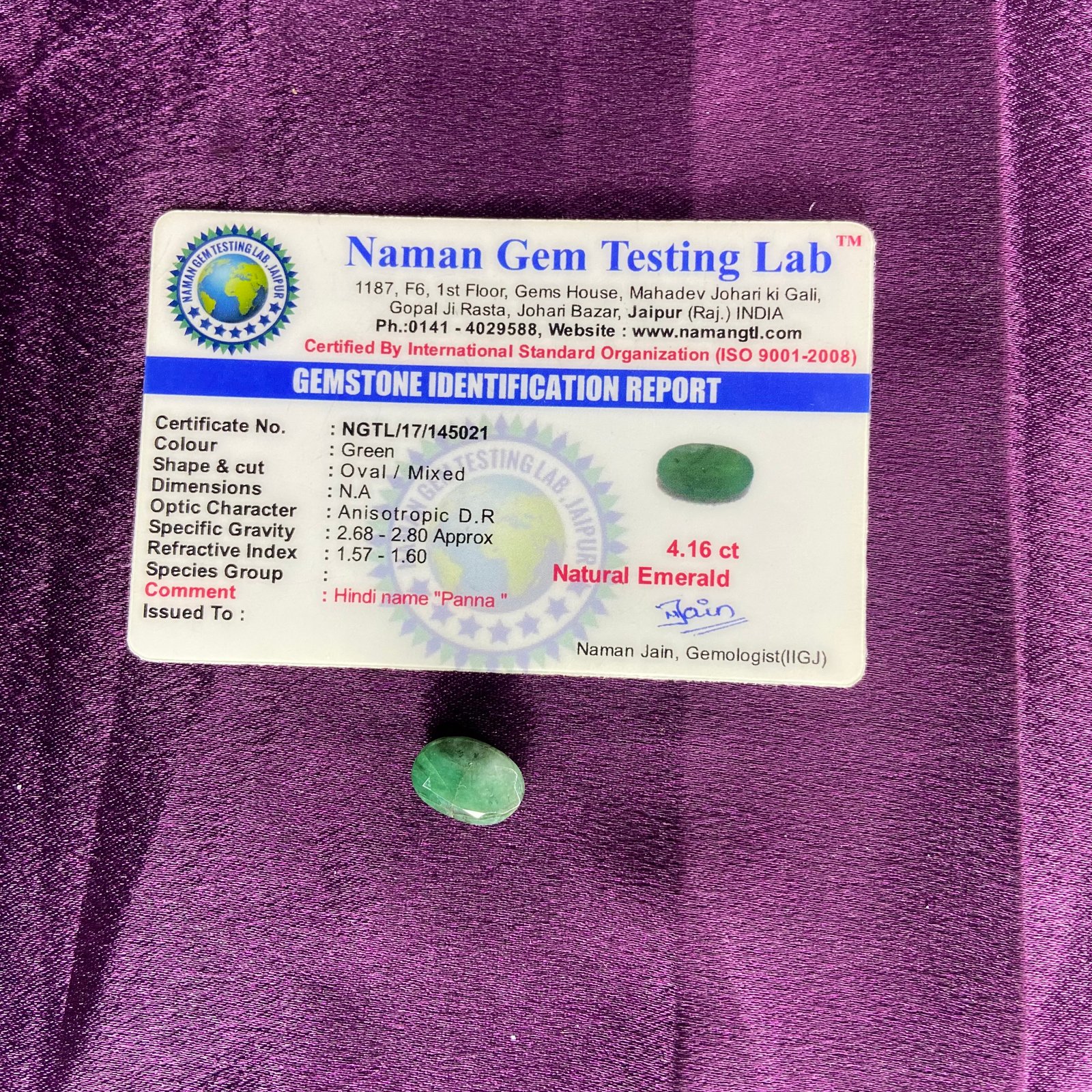 Emrald (पन्ना)  4.16 Ct