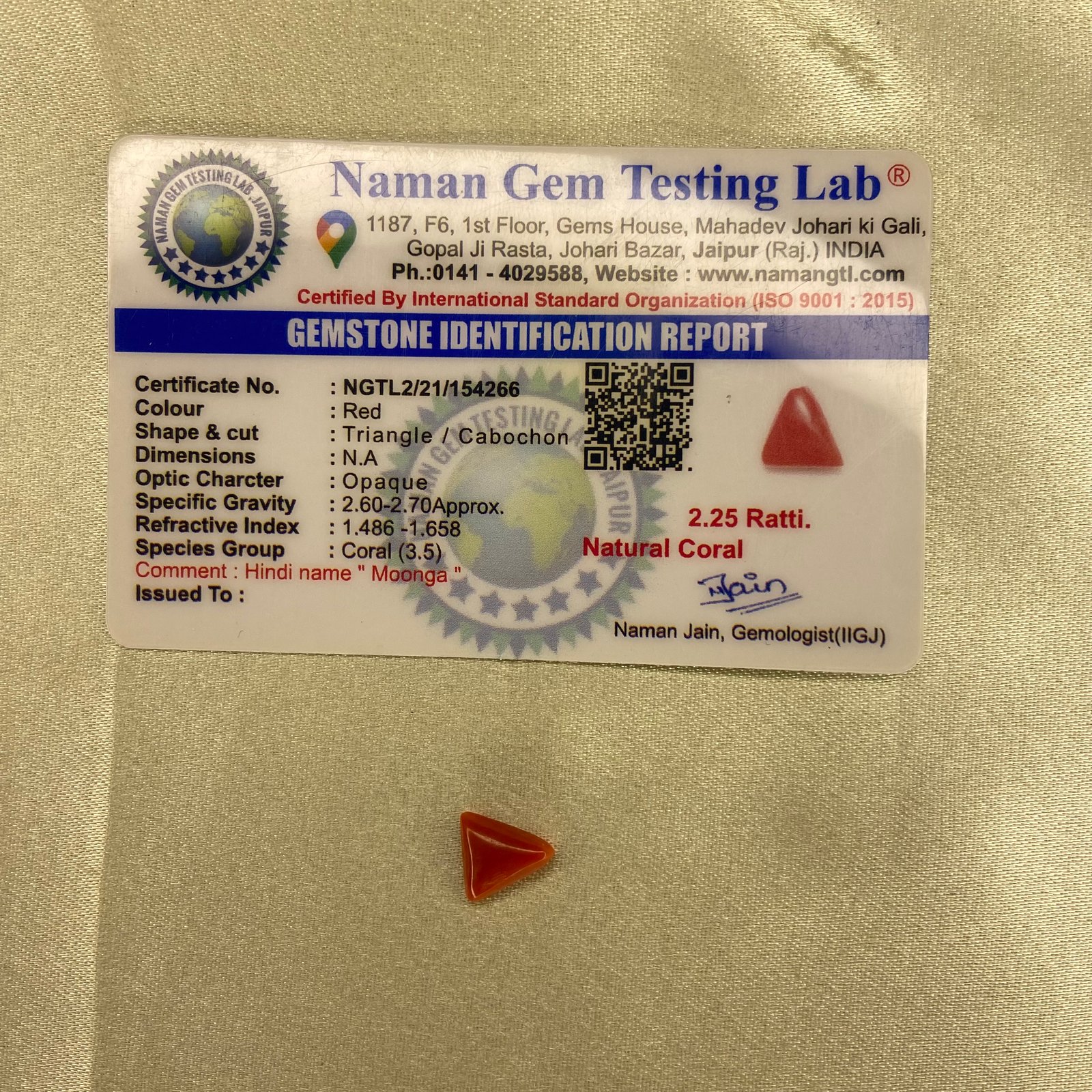 Red coral (मूंगा) 2.25 Ratti