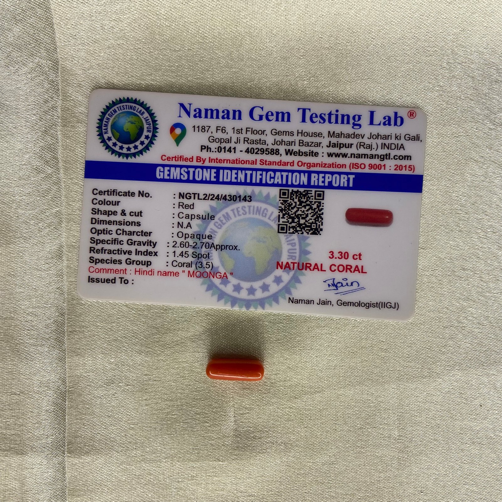 Red coral (मूंगा) 3.30 Ct