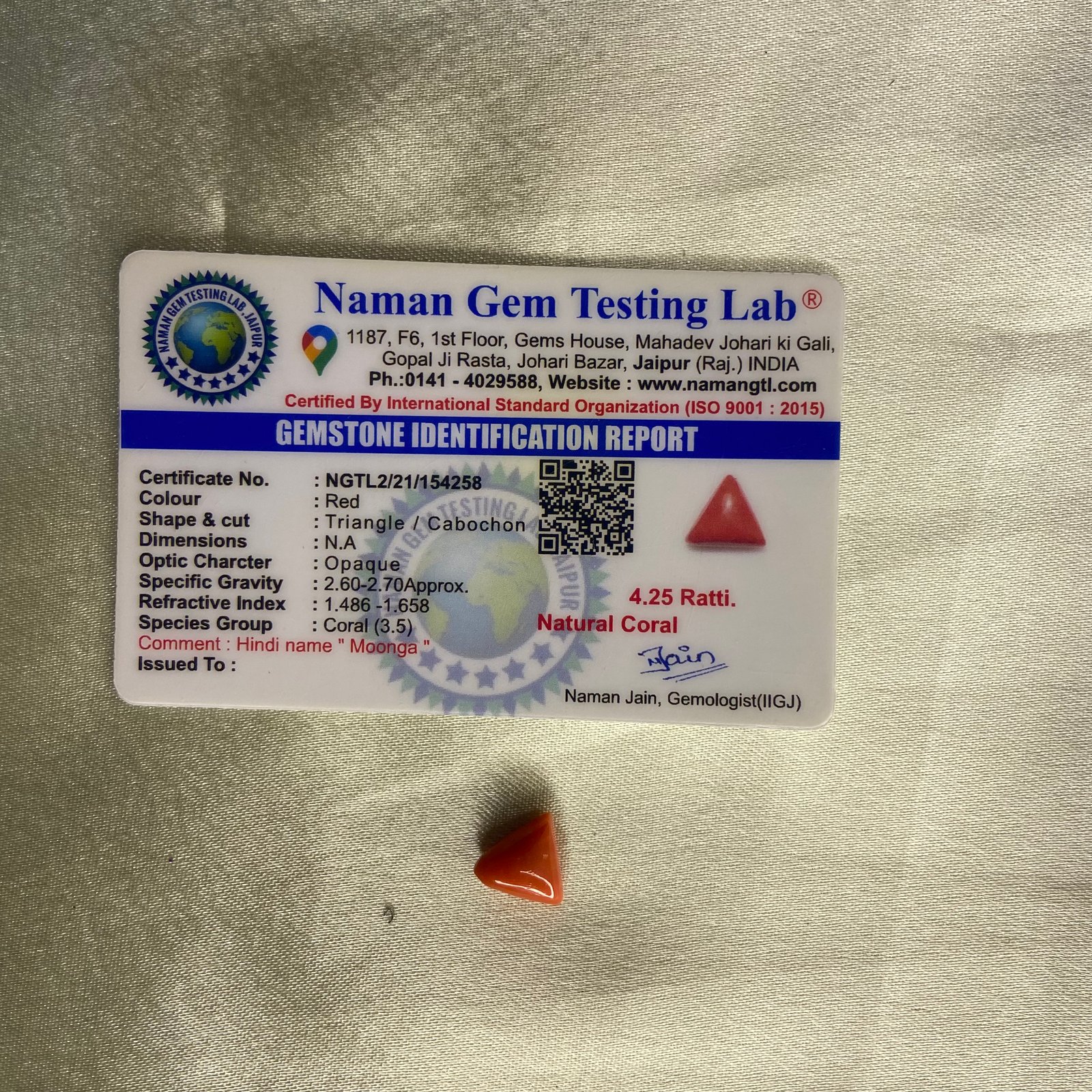 Red coral (मूंगा) 4.25 Ratti