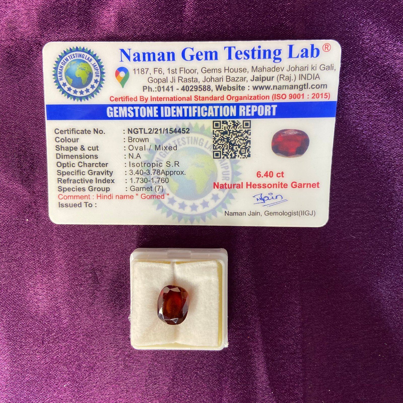 Hessonite (गोमेद) 6.40 Ct