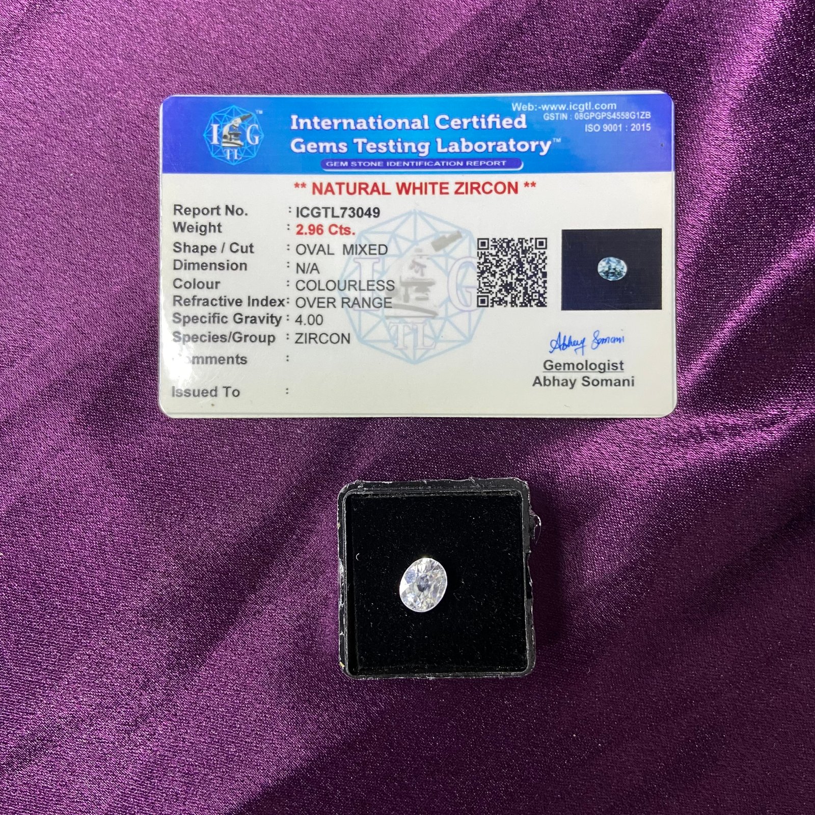 Zircon (जरकन) 2.96 Cts