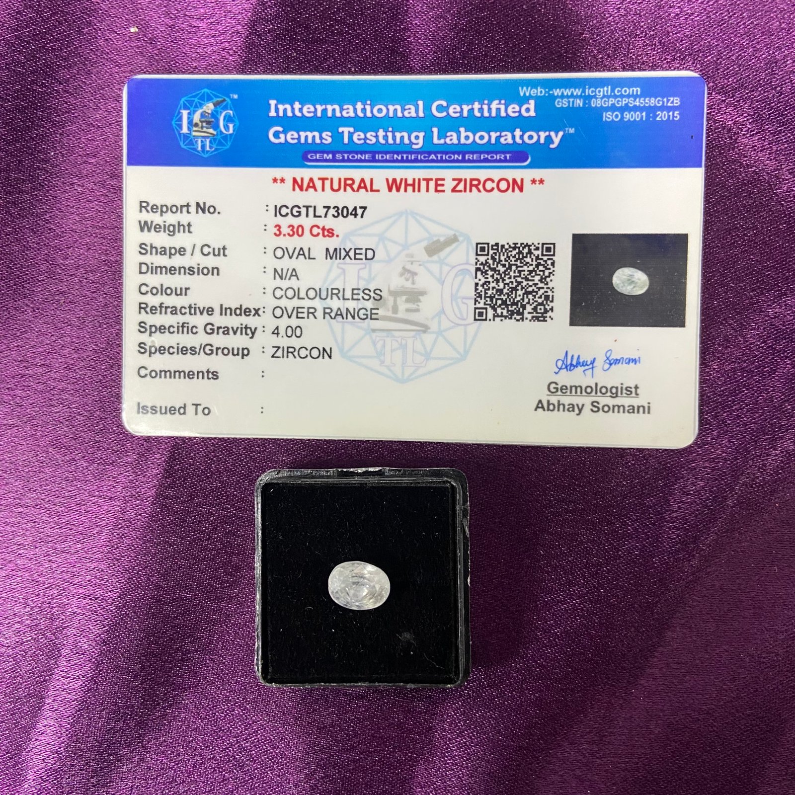 Zircon (जरकन) 3.30 Cts