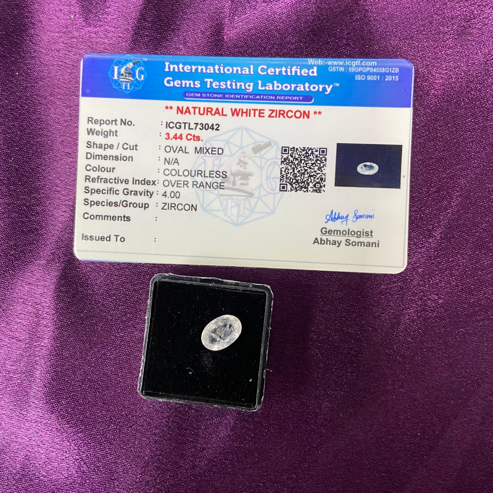 Zircon (जरकन) 3.44 Cts