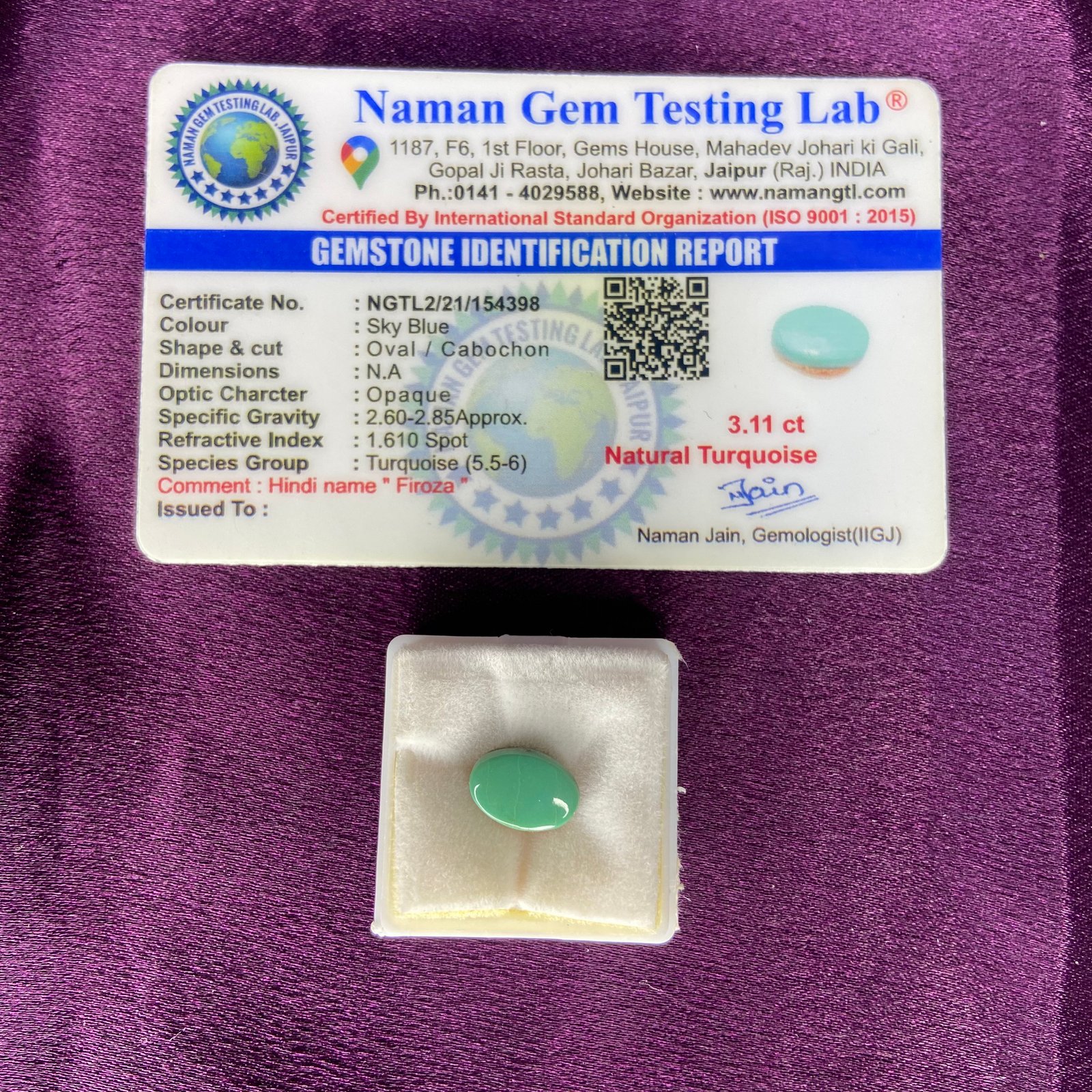 Tarquoise (फिरोजा) 3.11 Ct