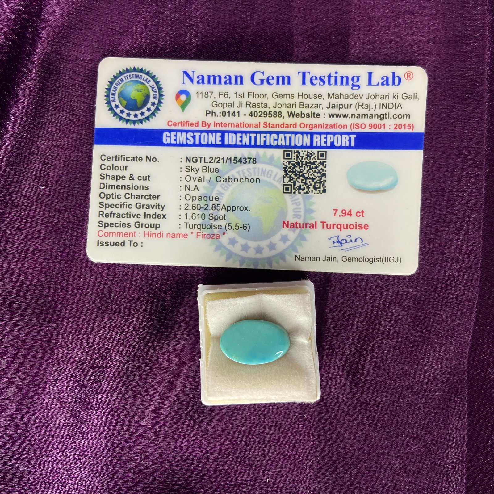 Tarquoise (फिरोजा) 7.94 Ct