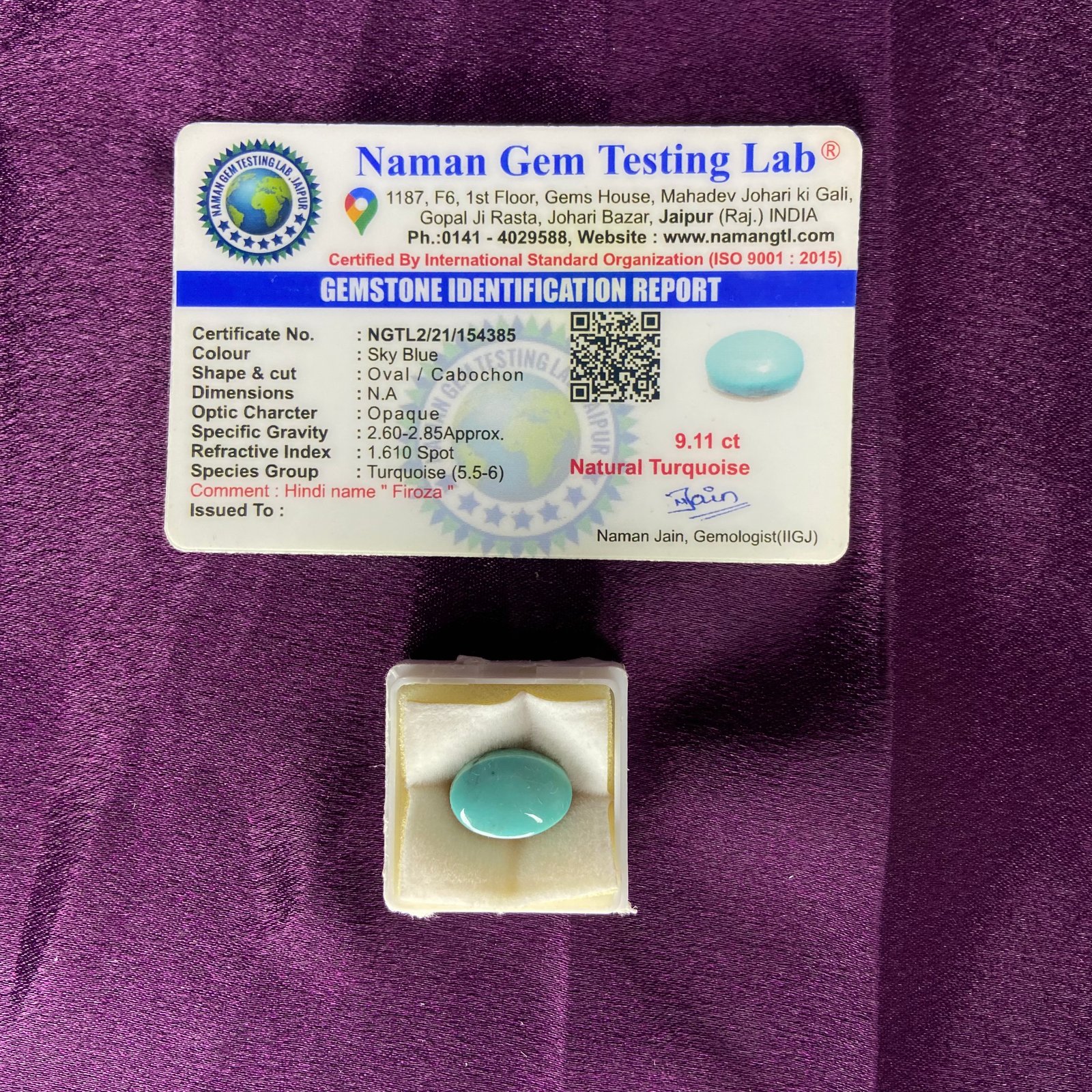 Tarquoise (फिरोजा) 9.11 Ct