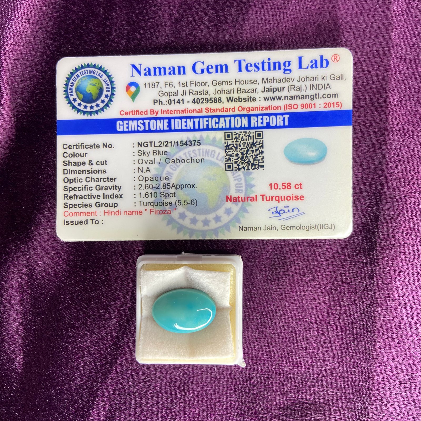 Tarquoise (फिरोजा) 10.58 Ct