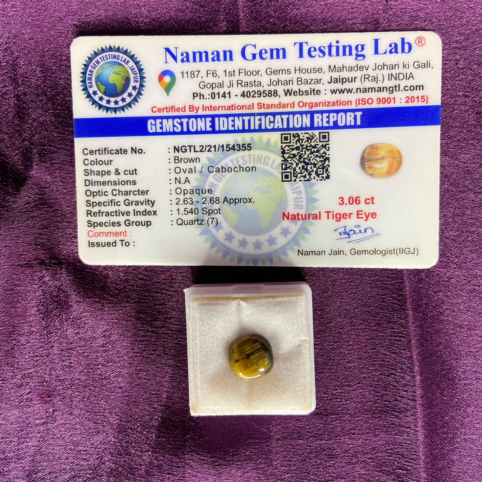 Tiger eye (टायगर आय) 3.06 Ct