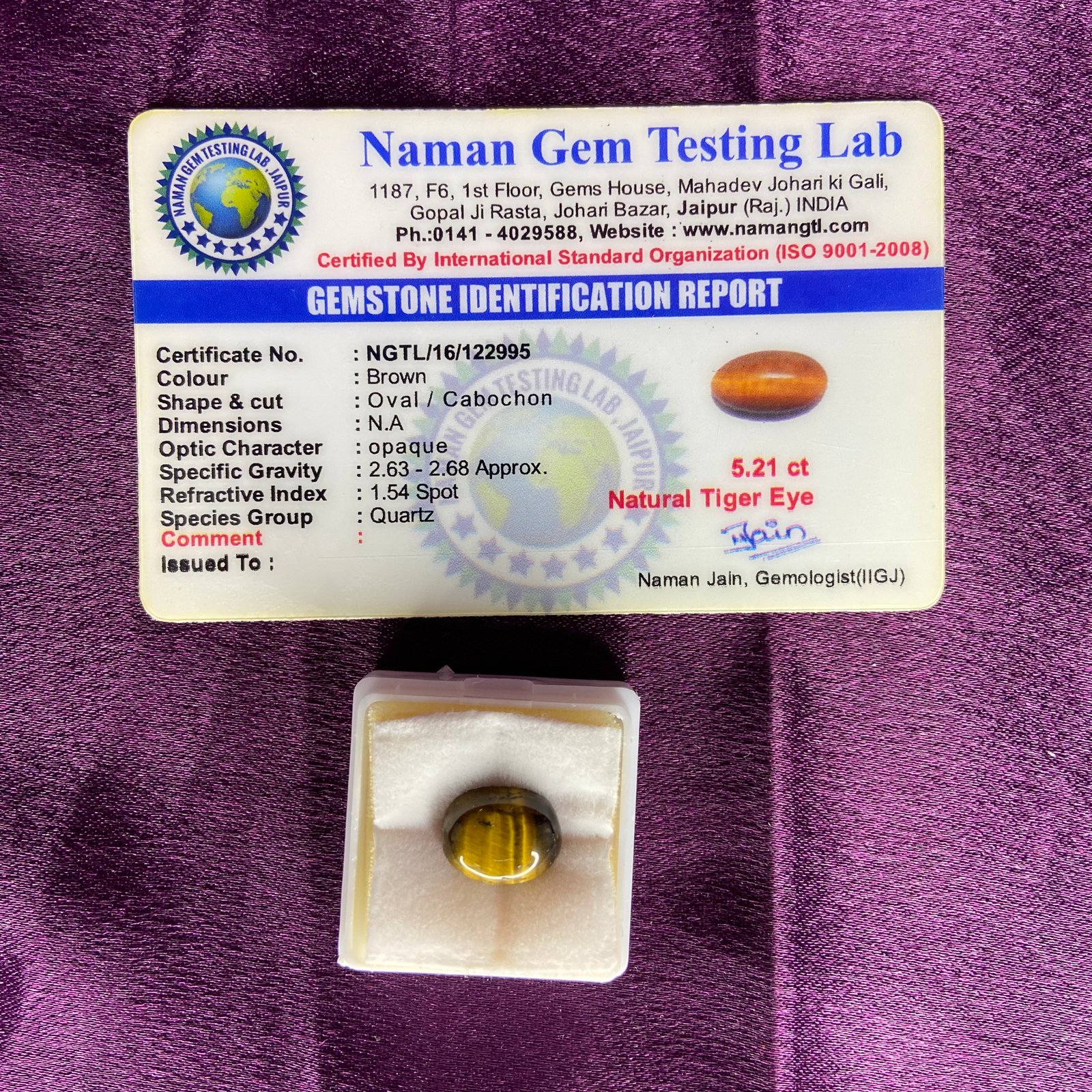 Tiger eye (टायगर आय) 5.21 Ct