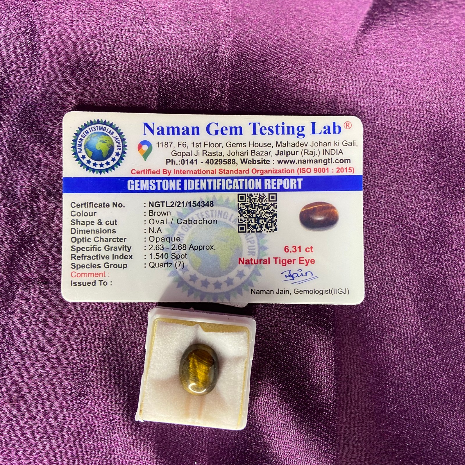 Tiger eye (टायगर आय) 6.31 Ct